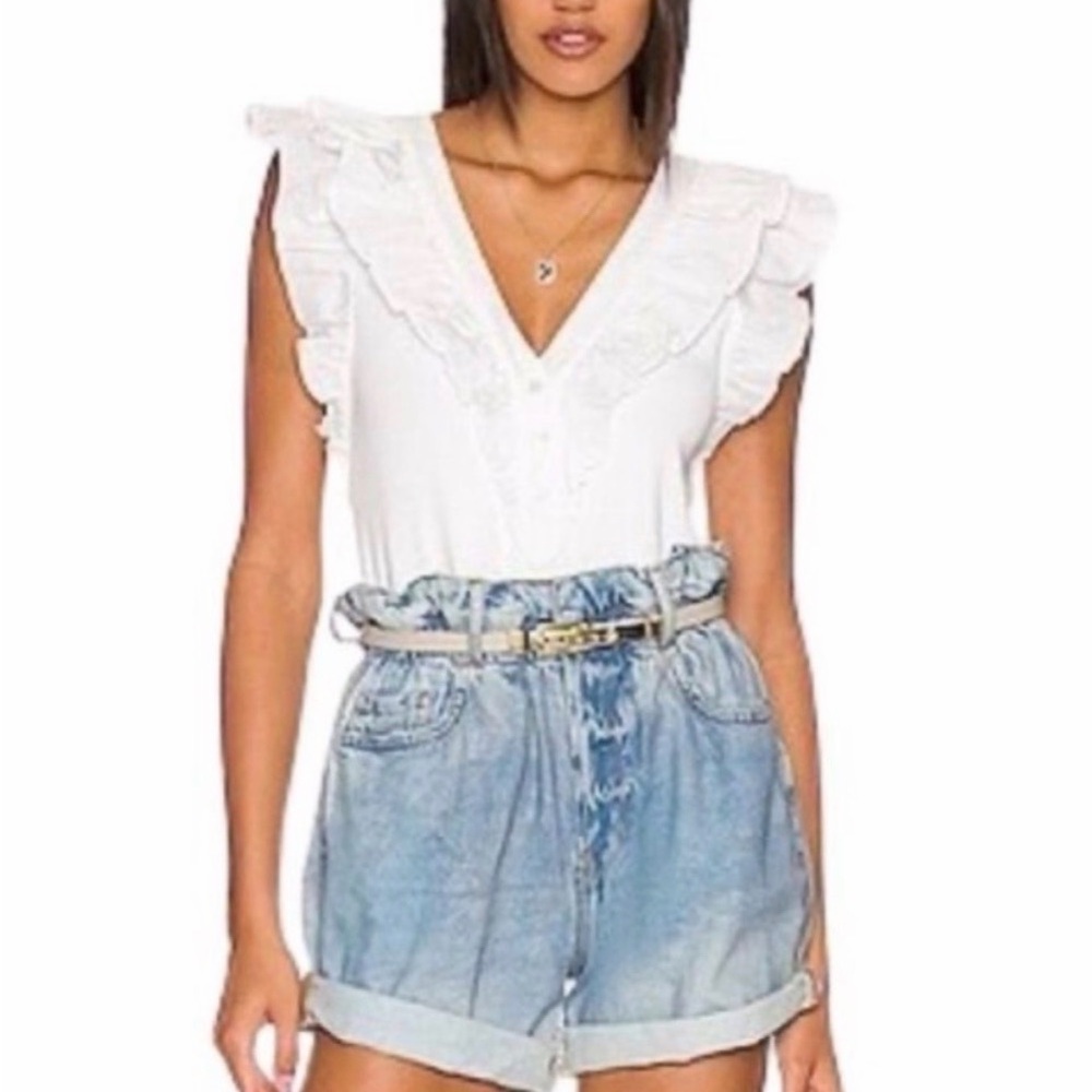 Veronica Beard White Ruffle Top - image 1